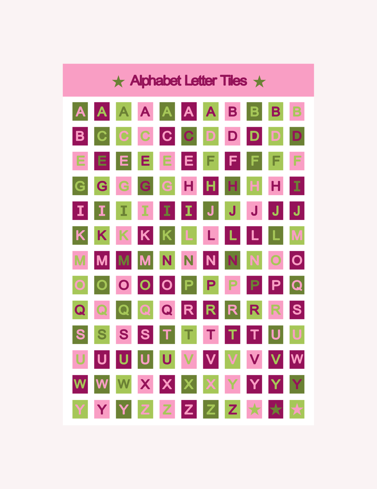 Matcha + Plum Alphabet Letters