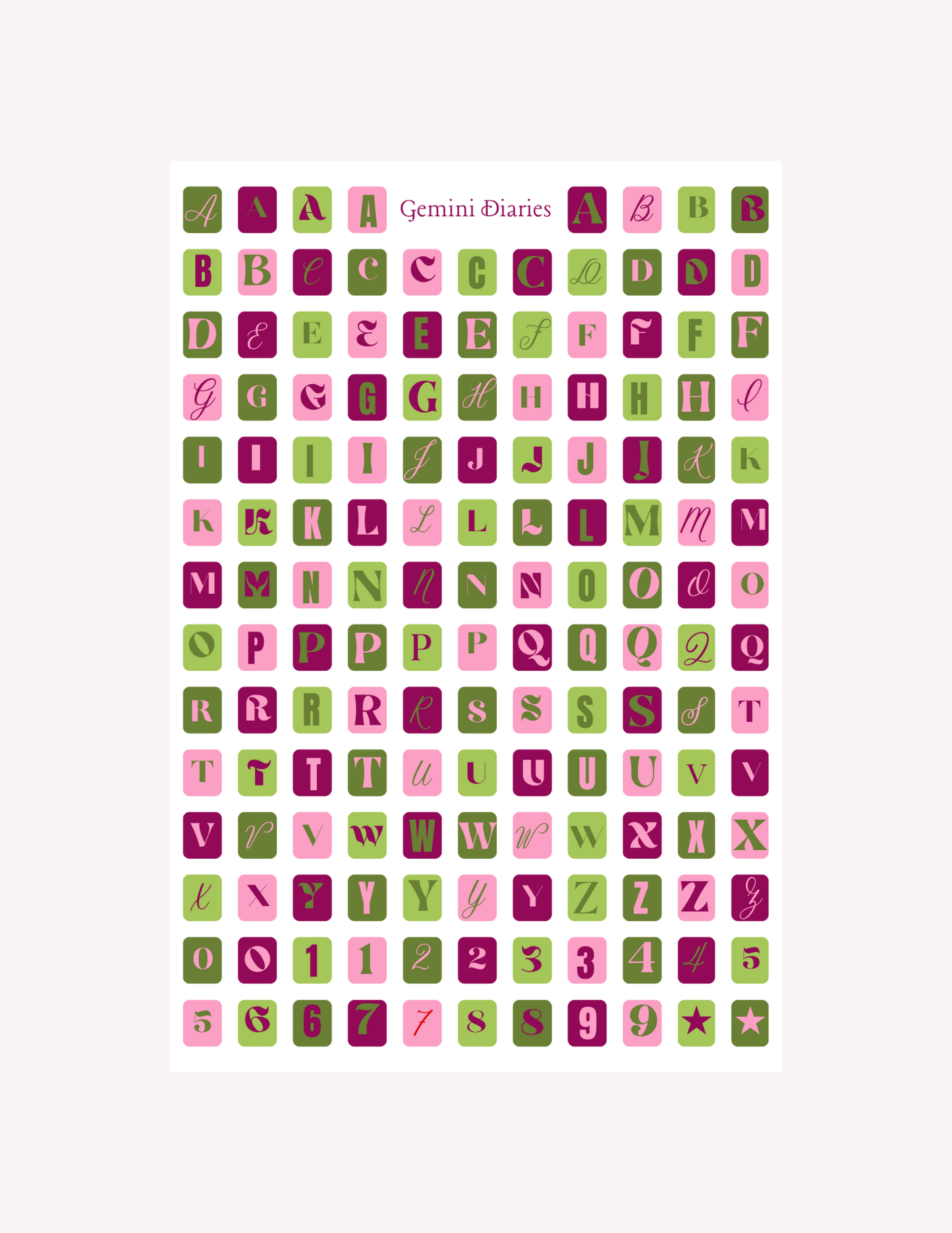 Matcha + Plum Alphabet Letters