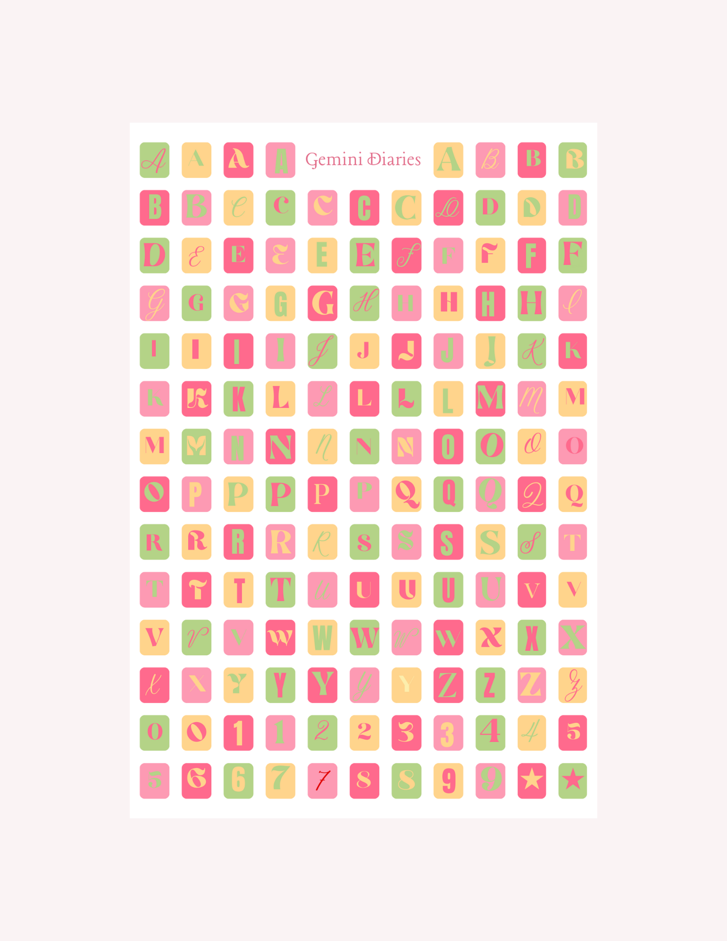 Strawberry Sorbet Alphabet Letters