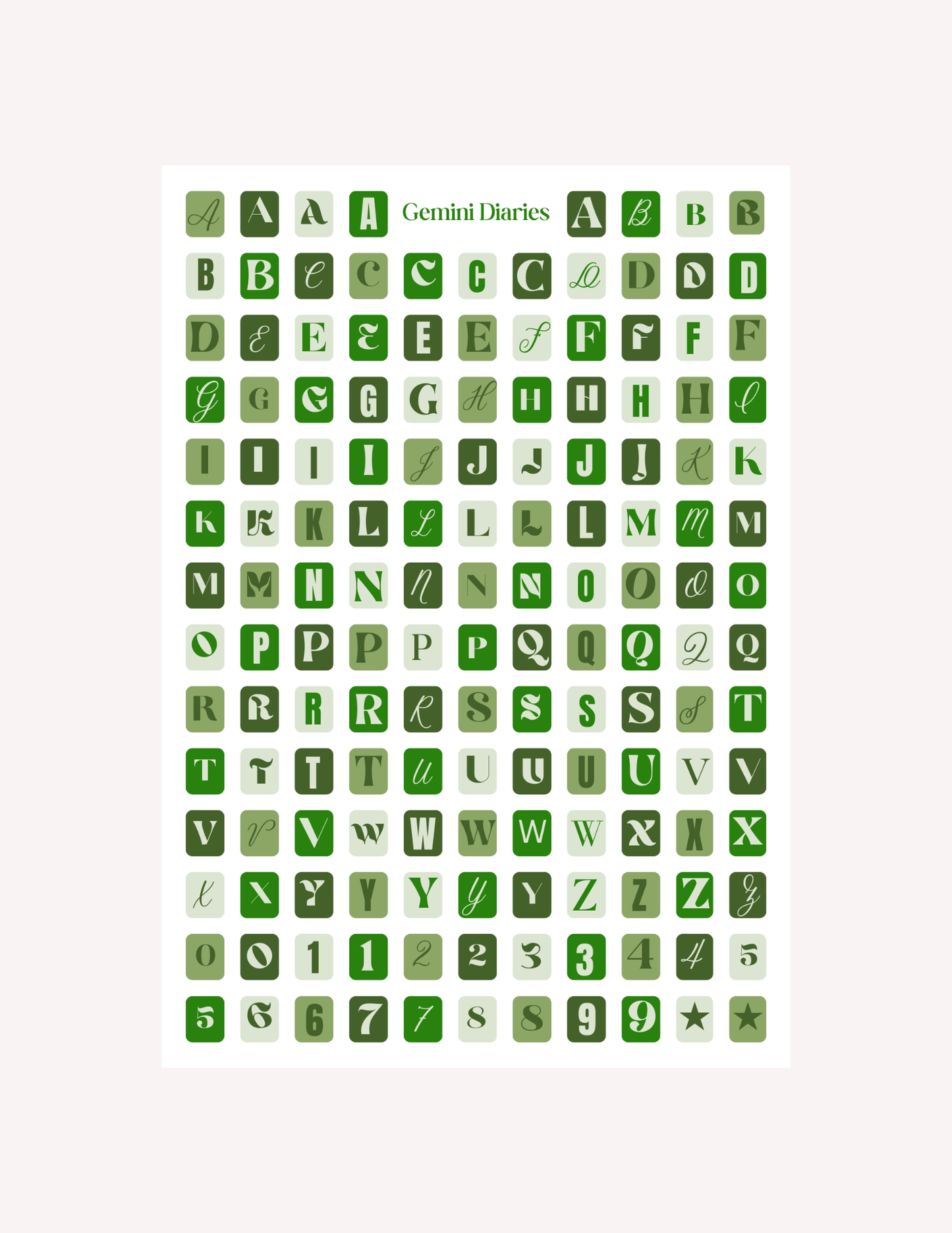 Matcha Alphabet Letters