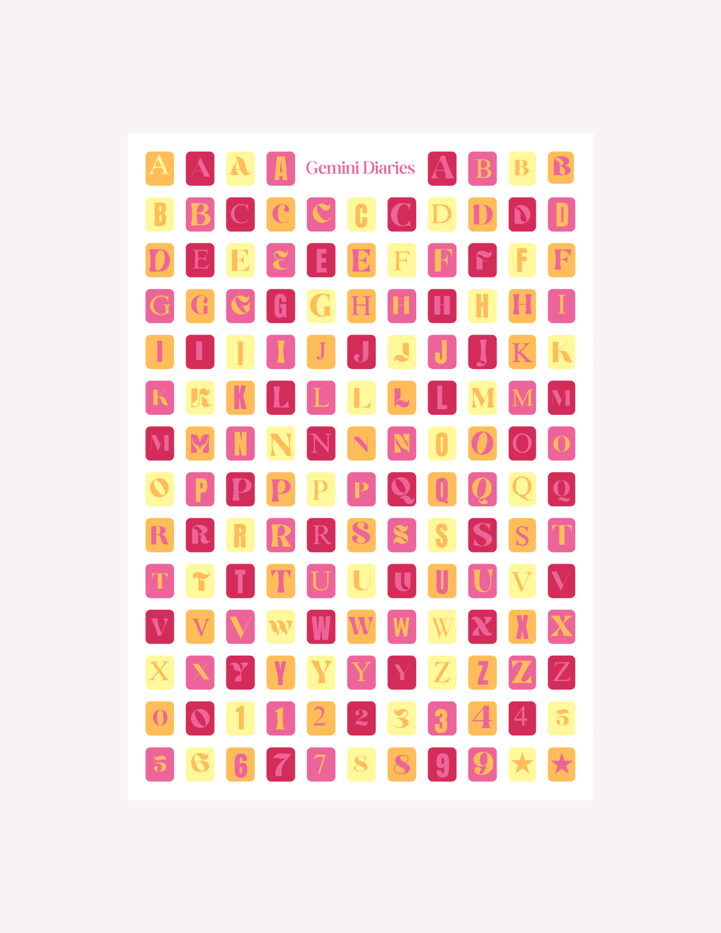 Sunset Alphabet Letters
