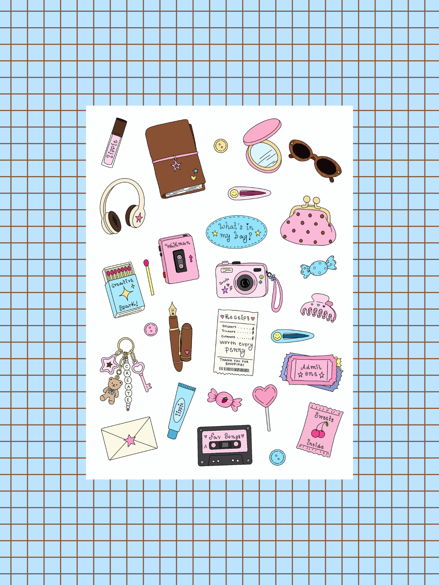 'What's in my bag?' Sticker Sheet