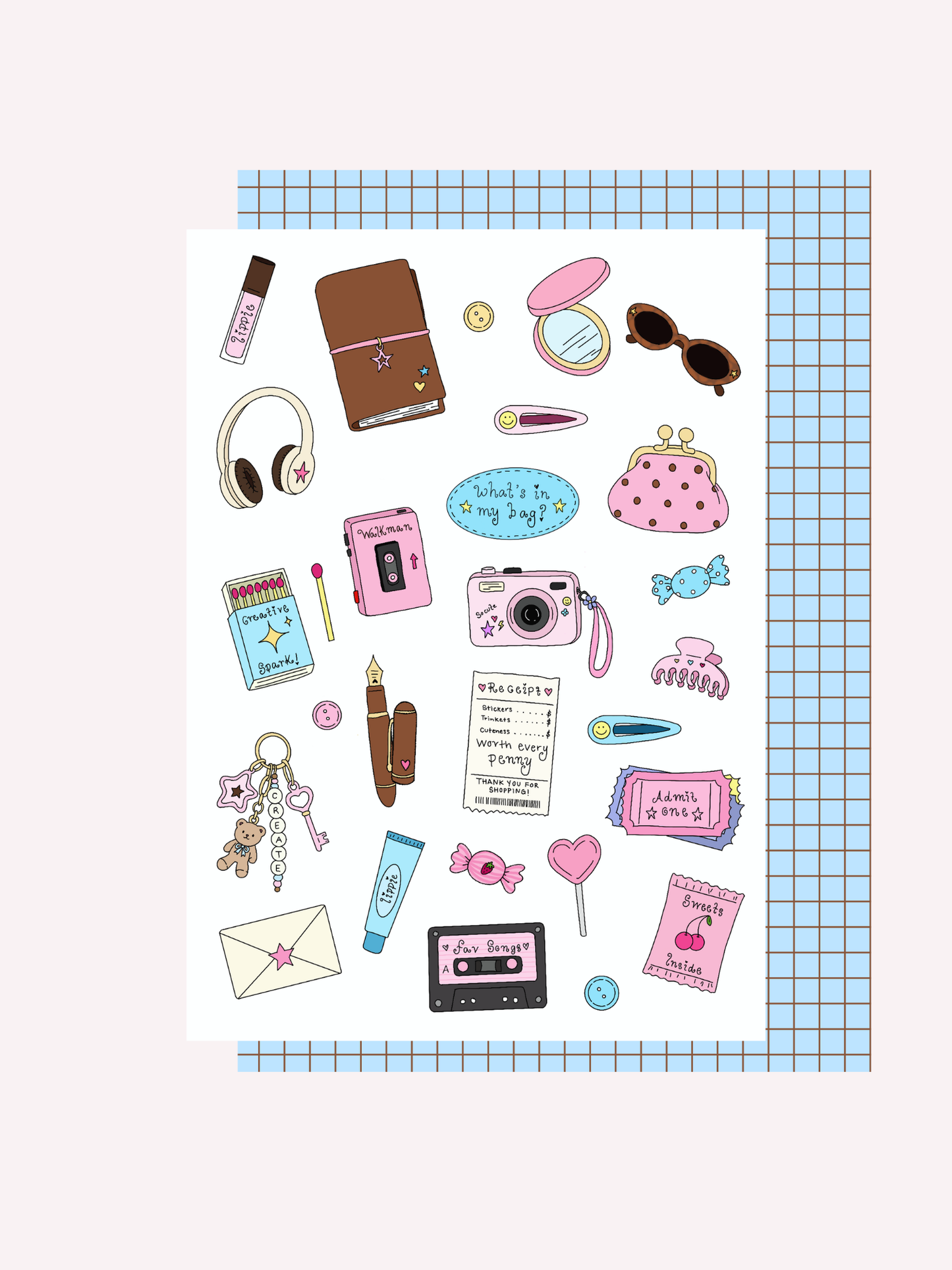 'What's in my bag?' Sticker Sheet