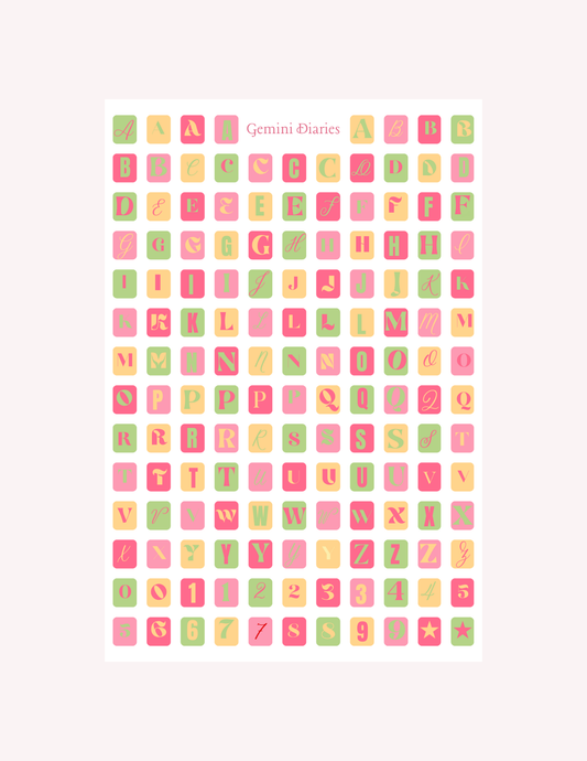 Strawberry Sorbet Alphabet Letters