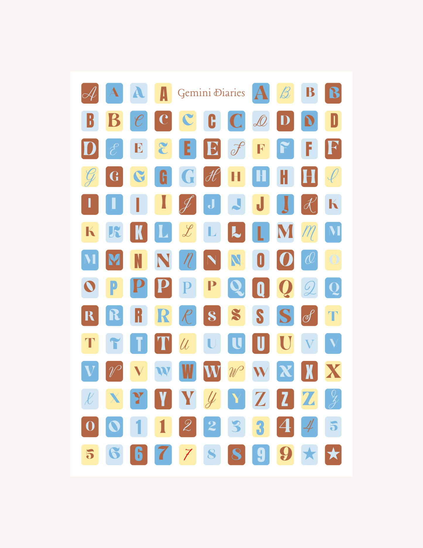 Blue + Brown Alphabet Letters