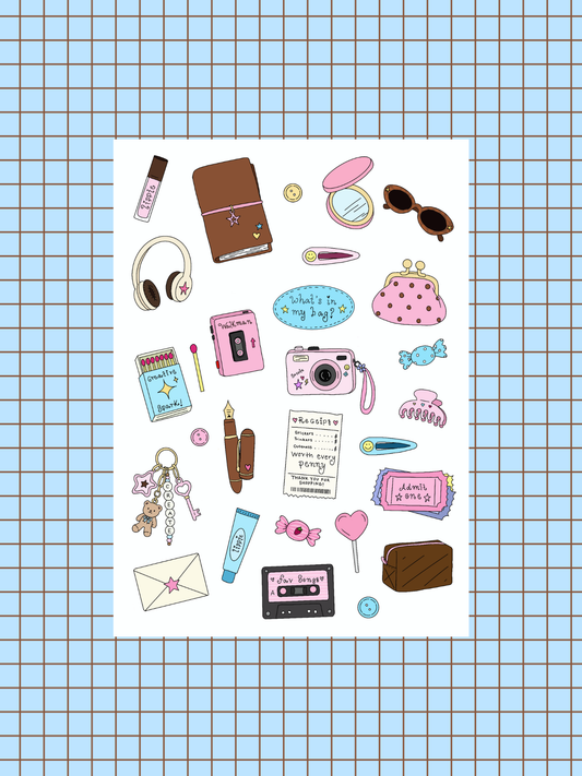 'What's in my bag?' Sticker Sheet