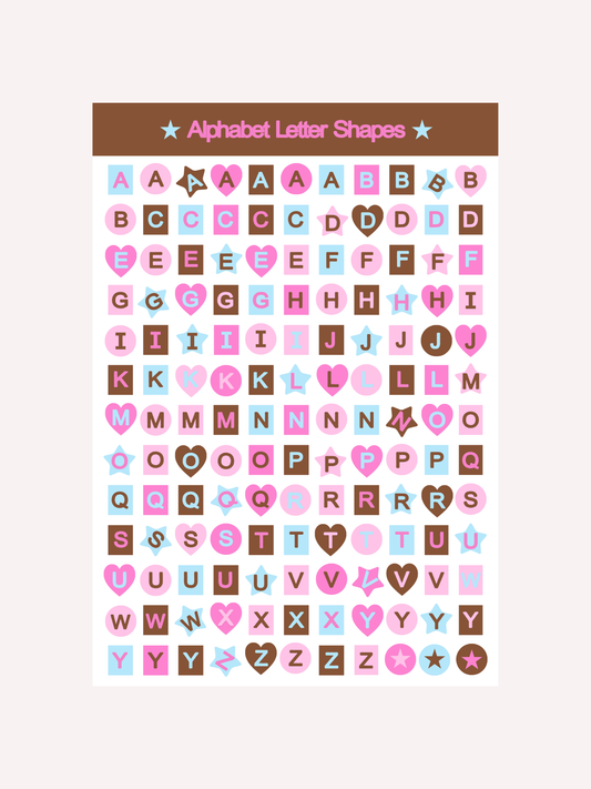 Brown + Pink Shapes Alphabet Letters