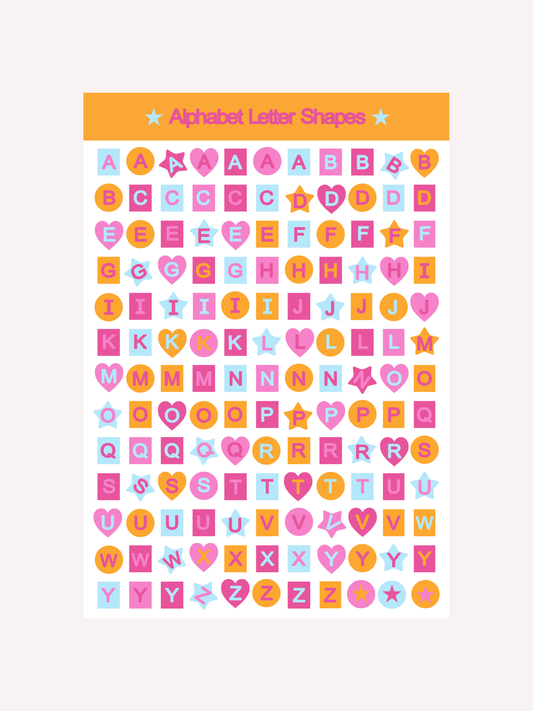 Orange + Pink Shapes Alphabet Letters