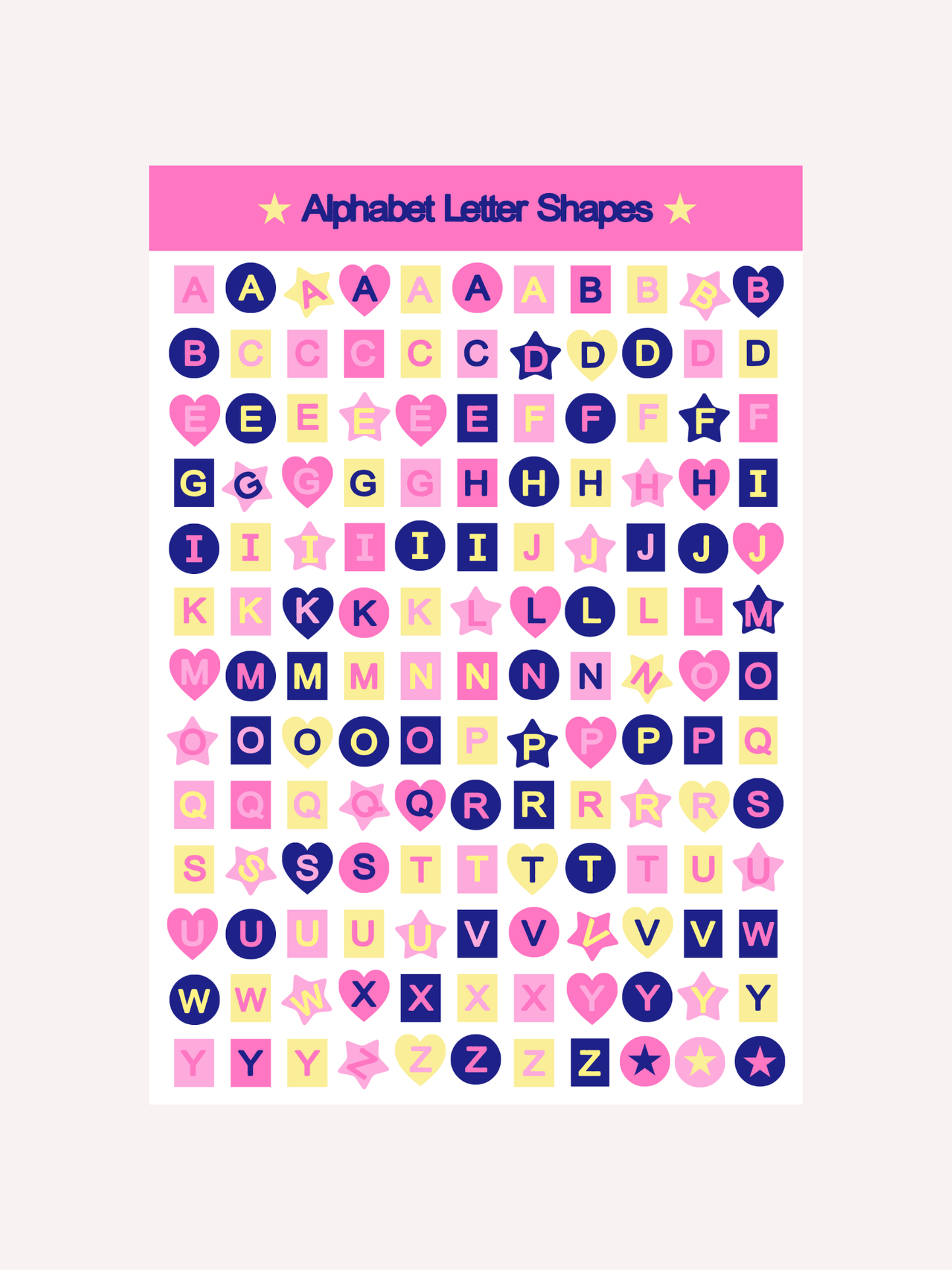 Navy + Pink Shapes Alphabet Letters