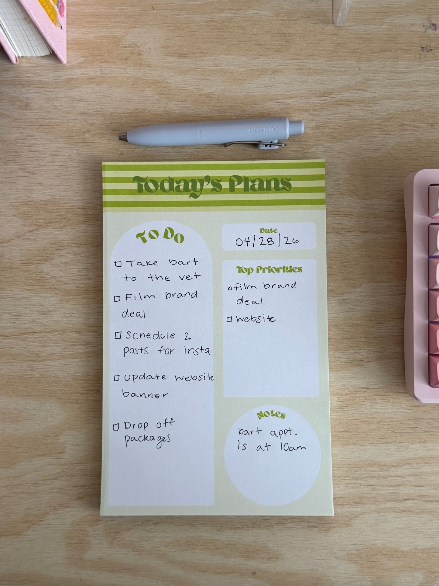 'Today's Plans' Notepad *Oopsie*
