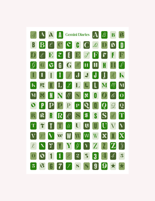Matcha Alphabet Letters