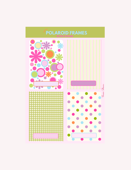 Retro Spring Polaroid Frame Sticker